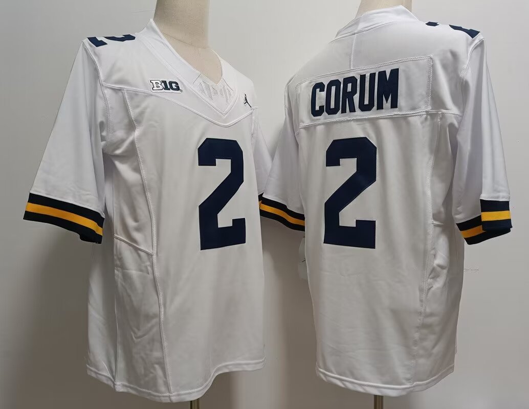 2024 NCAA Men Michigan Wolverines 2 Blake Corum white nike jersey
